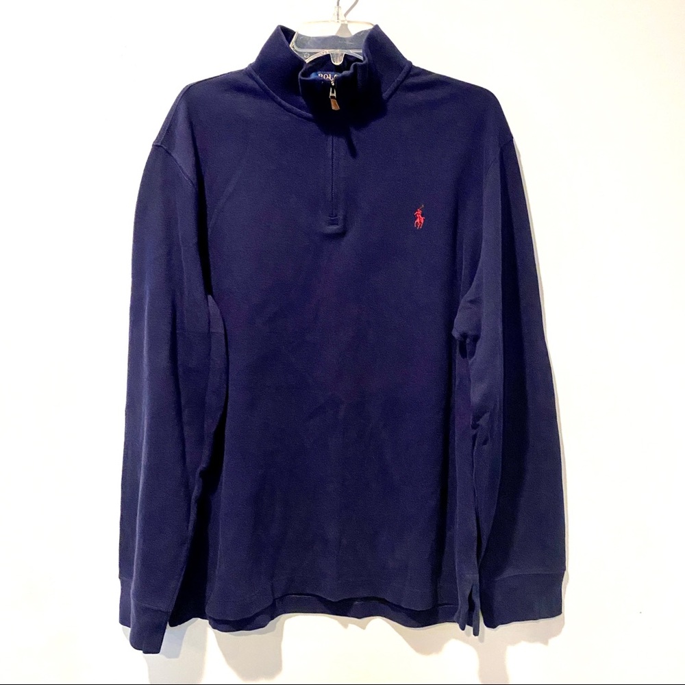Polo Ralph Lauren Men's Blue 1/4 Pullover Sweater Size Large L Estate Rib Cotton
